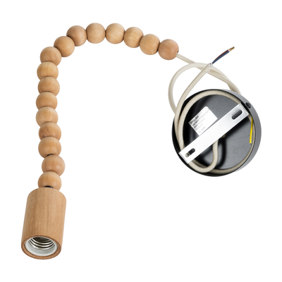 GloboStar® BEADS 00698 Vintage Κρεμαστό Φωτιστικό Ανάρτηση Μονόφωτο 1 x E27 IP20 Μπεζ Ξύλο - Μ4 x Π4 x Υ47cm