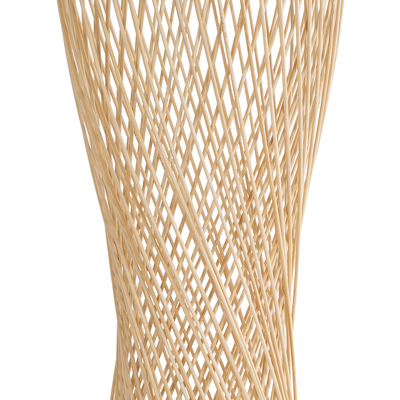 GloboStar® ROWAN 01994 Boho Επιτραπέζιο Φωτιστικό Μονόφωτο 1 x E27 AC220-240V IP20 - Φ17 x Υ42cm - Μπεζ Ξύλινο Μπαμπού Πλέγμα