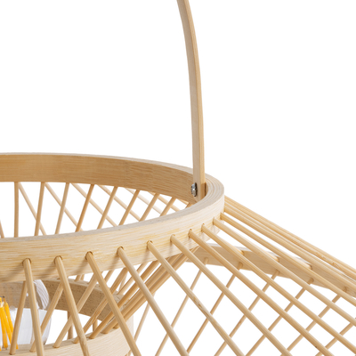 GloboStar® SORENIA 02005 Boho Επιτραπέζιο Φωτιστικό Μονόφωτο 1 x E27 AC220-240V IP20 - Φ50 x Υ18cm - Μπεζ Ξύλινο Μπαμπού Πλέγμα