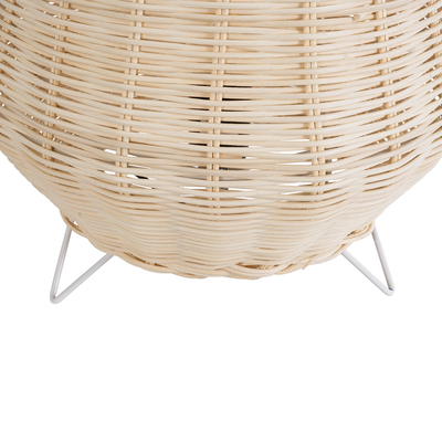 GloboStar® BOLSON 02010 Boho Επιδαπέδιο Φωτιστικό Μονόφωτο 1 x E27 IP20 Μπεζ Ξύλο με Λευκό Μέταλλο - Μ30 x Π30 x Υ30cm