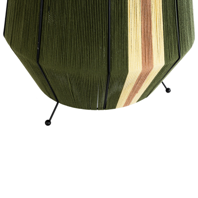 GloboStar® SALERNO 02332 Boho Επιδαπέδιο Φωτιστικό Μονόφωτο 1 x E27 IP20 Πράσινο, Μπεζ και Καφέ Νήμα - Μ50 x Π50 x Υ70cm