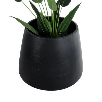 GloboStar® Artificial Garden TIJUANA 20704 Διακοσμητικό Πολυεστερικό Τσιμεντένιο Κασπώ Γλάστρα - Flower Pot Μαύρο Φ82 x Υ90cm