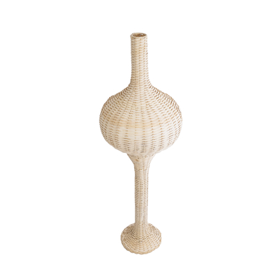 GloboStar® ALADDIN 02050 Boho Επιδαπέδιο Φωτιστικό Μονόφωτο 1 x E27 IP20 Μπεζ Ξύλο - Μ40 x Π40 x Υ120cm