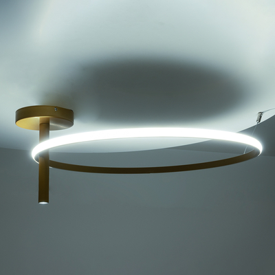 GloboStar® VERONA 61225 Φωτιστικό Οροφής Δαχτυλίδι-Κύκλος LED CCT 36W 4032lm 360° AC 220-240V - Εναλλαγή Φωτισμού μέσω Διακόπτη On/Off All In One Ψυχρό 6000k+Φυσικό 4500k+Θερμό 2700K Φ60 x Υ23cm - Χρυσό Βούρτσας - 3 Χρόνια Εγγύηση