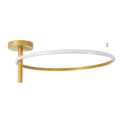 GloboStar® VERONA 61225 Φωτιστικό Οροφής Δαχτυλίδι-Κύκλος LED CCT 36W 4032lm 360° AC 220-240V - Εναλλαγή Φωτισμού μέσω Διακόπτη On/Off All In One Ψυχρό 6000k+Φυσικό 4500k+Θερμό 2700K Φ60 x Υ23cm - Χρυσό Βούρτσας - 3 Χρόνια Εγγύηση