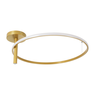 GloboStar® VERONA 61225 Φωτιστικό Οροφής Δαχτυλίδι-Κύκλος LED CCT 36W 4032lm 360° AC 220-240V - Εναλλαγή Φωτισμού μέσω Διακόπτη On/Off All In One Ψυχρό 6000k+Φυσικό 4500k+Θερμό 2700K Φ60 x Υ23cm - Χρυσό Βούρτσας - 3 Χρόνια Εγγύηση