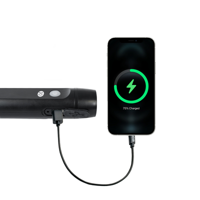 GloboStar® 79021 Φορητός Φακός Χειρός CREE LED 3W 240lm - με Επαναφορτιζόμενη Μπαταρία 1400mAh & Χειροκίνητο Φορτιστή Δυναμό - Ψυχρό Λευκό 6000K - Φ4.1 x Υ15cm