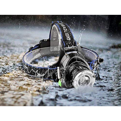 GloboStar® 79055 Φακός Κεφαλής Επαναφορτιζόμενος LED CREE XML2-T6 Chip 10 Watt 800lm με 2 x 18650 Μπαταρίες 5200mAh - Ψυχρό Λευκό 6000K - Μ8.5 x Π6.5 x Υ7cm