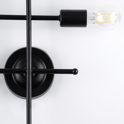 GloboStar® PIPING 00661 Vintage Επιτοίχιο Φωτιστικό Πολύφωτο 4 x E27 IP20 Μαύρο Μέταλλο - Μ40 x Π9 x Υ52cm