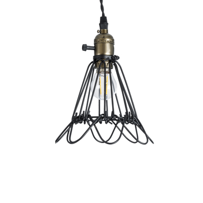 GloboStar® FLOWER IRON RUST 01181 Vintage Κρεμαστό Φωτιστικό Πλέγμα Μονόφωτο 1 x E27 IP20 Μαύρο Μέταλλο - Μ10 x Π10 x Υ20cm