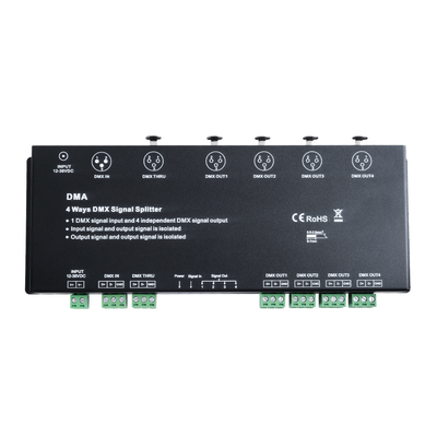 GloboStar® 73136 DMA SKYDANCE DC DMX512 Signal Splitter / Amplifier 4 Καναλιών DC 12-36V - IP20 Μ25.6 x Π9.2 x Υ3.8cm - 5 Χρόνια Εγγύηση