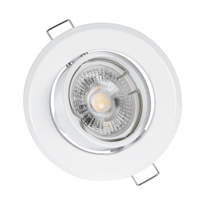 GloboStar® DELTA 77814 Χωνευτό Κινούμενο Στρόγγυλο Σποτ Οροφής για Λάμπα MR16 με Βάση GU5.3 ή GU10 - IP20 - Μεταλλικό - Φ92 x Υ28mm - Λευκό - 5 Χρόνια Εγγύηση