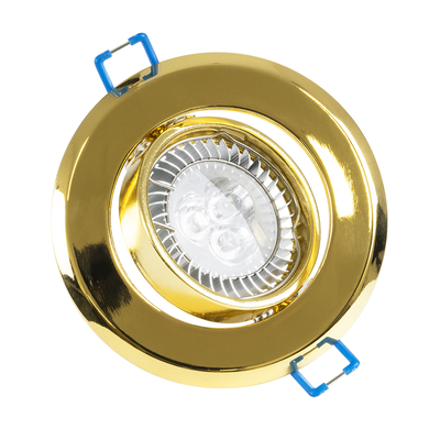 GloboStar® DELTA 77818 Χωνευτό Κινούμενο Στρόγγυλο Σποτ Οροφής για Λάμπα MR16 με Βάση GU5.3 ή GU10 - IP20 - Μεταλλικό - Φ92 x Υ28mm - Χρυσό Πλατίνα - 5 Χρόνια Εγγύηση