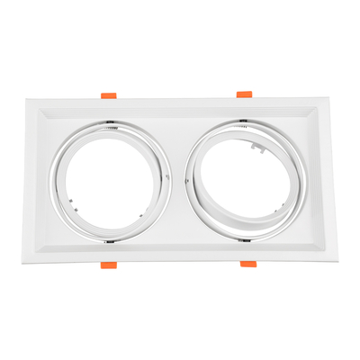 GloboStar® VITA 77854 Χωνευτό Κινούμενο Διπλό Τετράγωνο Σποτ Οροφής για Λάμπα AR111 - IP20 - Χυτό Αλουμίνιο - M33.5 x Π17.5 x Y5.5cm - Λευκό - 5 Χρόνια Εγγύηση