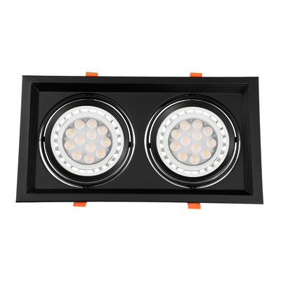 GloboStar® VITA 77855 Χωνευτό Κινούμενο Διπλό Τετράγωνο Σποτ Οροφής για Λάμπα AR111 - IP20 - Χυτό Αλουμίνιο - M33.5 x Π17.5 x Y5.5cm - Μαύρο - 5 Χρόνια Εγγύηση