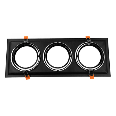 GloboStar® VITA 77857 Χωνευτό Κινούμενο Τριπλο Τετράγωνο Σποτ Οροφής για Λάμπα AR111 - IP20 - Χυτό Αλουμίνιο - M48.7 x Π18.7 x Y5.5cm - Μαύρο - 5 Χρόνια Εγγύηση