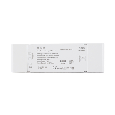 GloboStar® 73130 TE-75-24 SKYDANCE AC Triac Dimmer Push Dimming 1 Κανάλι AC 200-240V 1 x 3.125A 75W - Max 3.125A 75W - IP20 Μ18 x Π5.7 x Υ3cm - 5 Χρόνια Εγγύηση