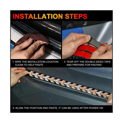 GloboStar® 81734 Car Backlit LED Strip Εύκαμπτη Ταινία 100cm Σήμανσης DRL Αυτοκινήτου 3 Προγραμμάτα Φωτισμού LED SMD 5050 12W DC 9-30V Αδιάβροχη IP65 Πορτοκαλί - Κόκκινο - 2 Χρόνια Εγγύηση