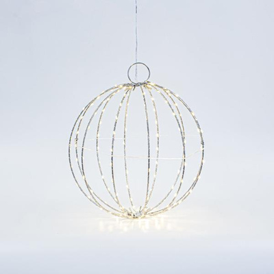 ΑΣΗΜΙ ΜΕΤΑΛΛΙΚΗ ΜΠΑΛΑ ΦΩΤΙΖΟΜΕΝΗ 30cm, 144 MINI LED, ΣΤΑΘΕΡΟΣ ΜΕΤΑΣΧΗΜΑΤΙΣΤΗΣ, ΑΣΗΜΙ ΧΑΛΚΙΝΟ ΚΑΛΩΔΙΟ, ΘΕΡΜΟ ΛΕΥΚΟ LED, ΠΡΟΕΚΤΑΣΗ ΠΑΡΟΧΗΣ 3m, IP44