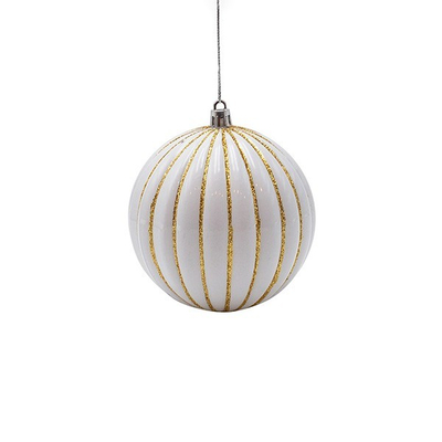 ΜΠΑΛΑ ΠΛΑΣΤΙΚΗ, ΛΕΥΚΗ ΜΕ ΧΡΥΣΕΣ ΑΝΑΓΛΥΦΕΣ ΡΙΓΕΣ, ΣΕΤ 6ΤΜΧ, 10cm