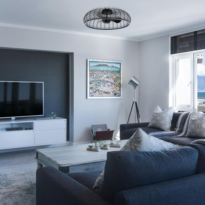 ΑΝΕΜΙΣΤΗΡΑΣ ΠΛΑΦΟΝΙΕΡΑ ΟΡΟΦΗΣ Φ79 ΜΑΥΡΟΣ 28W DC ΜΟΤΕΡ ΜΕ LED ΦΩΣ 60W ΚΑΙ ΚΟΝΤΡΟΛ