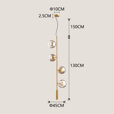ΦΩΤΙΣΤΙΚΟ ΚΡΕΜΑΣΤΟ 4ΦΩΤΟ 4XE27 MAX 4x10W Φ450X2800mm ΧΡΥΣΟ ARTE ILLUMINA PUFF