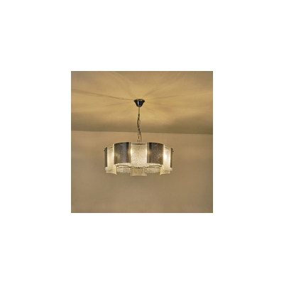 ΦΩΤΙΣΤΙΚΟ ΚΡΕΜΑΣΤΟ ΜΕΤΑΛΛΟ-ΓΥΑΛΙ 8ΦΩΤΟ 8XE14 MAX 15W Φ650X680mm  ΑΣΗΜΙ ARTE ILLUMINA FOLIA