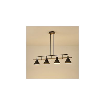 ΦΩΤΙΣΤΙΚΟ ΚΡΕΜΑΣΤΟ ΞΥΛΟ-ΜΕΤΑΛΛO 4ΦΩΤΟ 4XΕ27 1030X180X865mm MAYΡΟ ARTE ILLUMINA CONO