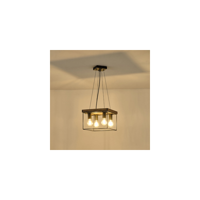 ΦΩΤΙΣΤΙΚΟ ΚΡΕΜΑΣΤΟ ΞΥΛΟ-ΜΕΤΑΛΛO 4ΦΩΤΟ 4XΕ27 MAX 15W 300x300x1230mm ΜΑΥΡΟ-ΚΑΦΕ ARTE ILLUMINA MULTIPLA