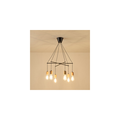 ΦΩΤΙΣΤΙΚΟ ΚΡΕΜΑΣΤΟ ΞΥΛΟ-ΜΕΤΑΛΛΟ 6ΦΩΤΟ 6XΕ27 650X650X1180mm ΜΑΥΡΟ ARTE ILLUMINA EDISON
