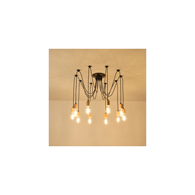 ΦΩΤΙΣΤΙΚΟ ΚΡΕΜΑΣΤΟ ΞΥΛO-ΜΕΤΑΛΛΟ 10ΦΩΤΟ 10XΕ27 1000X1000X510mm ΜΑΥΡΟ ARTE ILLUMINA EDISON