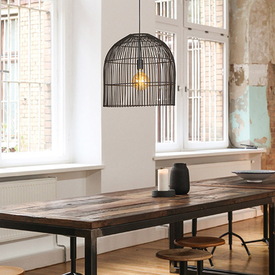 ΦΩΤΙΣΤΙΚΟ ΚΡΕΜΑΣΤΟ ΜΟΝΟΦΩΤΟ  Ε27 MAX 60W D500X500 RATTAN  ΜΑΥΡΟ ARTE ILLUMINA KAI