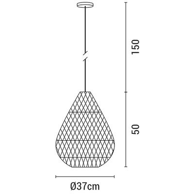 ΦΩΤΙΣΤΙΚΟ ΚΡΕΜΑΣΤΟ ΜΟΝΟΦΩΤΟ Ε27 MAX 60WD370X500 RATTAN  ΛΕΥΚΟ ARTE ILLUMINA KAI