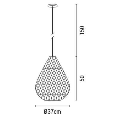 ΦΩΤΙΣΤΙΚΟ ΚΡΕΜΑΣΤΟ ΜΟΝΟΦΩΤΟ Ε27 MAX 60WD370X500 RATTAN  ΜΑΥΡΟ ARTE ILLUMINA KAI