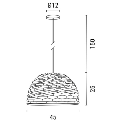 ΦΩΤΙΣΤΙΚΟ ΚΡΕΜΑΣΤΟ ΜΟΝΟΦΩΤΟ Ε27 MAX 60W Ø450X250 RATTAN ARTE ILLUMINA KAI