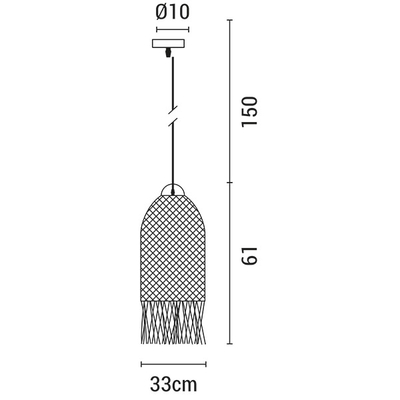 ΦΩΤΙΣΤΙΚΟ ΚΡΕΜΑΣΤΟ ΜΟΝΟΦΩΤΟ Ε27 MAX 60W H610XD330mmRATTAN  ΛΕΥΚΟ ARTE ILLUMINA KAI