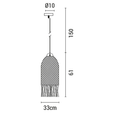 ΦΩΤΙΣΤΙΚΟ ΚΡΕΜΑΣΤΟ ΜΟΝΟΦΩΤΟ Ε27 MAX 60W H610XD330mmRATTAN ΜΑΥΡΟ ARTE ILLUMINA KAI