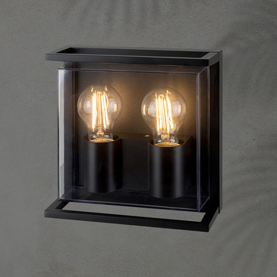 ΑΠΛΙΚΑ ΤΟΙΧΟΥ ΜΕΤΑΛΛΙΚΗ Ε27 2Χ20W 220X220X95mm IP65 ΜΑΥΡΗ ARTE ILLUMINA