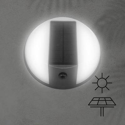 ΑΠΛΙΚΑ ΣΤΡΟΓΓΥΛΗ ΜΕ ΗΛΙΑΚΟ PANEL ΜΑΥΡΟ 5W 500LM 4000Κ IP54 ARTE ILLUMINA