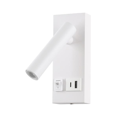 ΑΠΛΙΚΑ ΚΡΕΒΑΤΙΟΥ ΑΝΑΓΝΩΣΗΣ ΜΕ USB TYPE C 2W 3000K 150X60X145mm ΑΣΠΡΗ ARTE ILLUMINA CHARGE