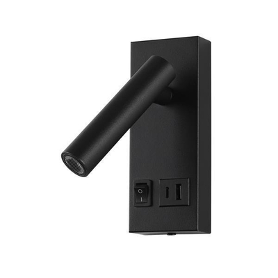 ΑΠΛΙΚΑ ΚΡΕΒΑΤΙΟΥ ΑΝΑΓΝΩΣΗΣ ΜΕ USB TYPE C 2W 3000K 150X60X145mm ΜΑΥΡΗ ARTE ILLUMINA CHARGE