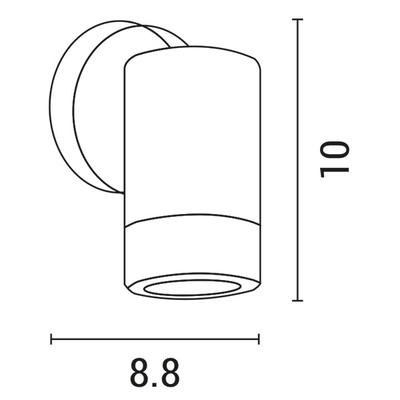 ΑΠΛΙΚΑ ΤΟΙΧΟΥ DOWN ΣΤΡΟΓΓΥΛΗ ΠΛΑΣΤΙΚΗ IP65 GU10 ΜΑΥΡΟ ARTE ILLUMINA