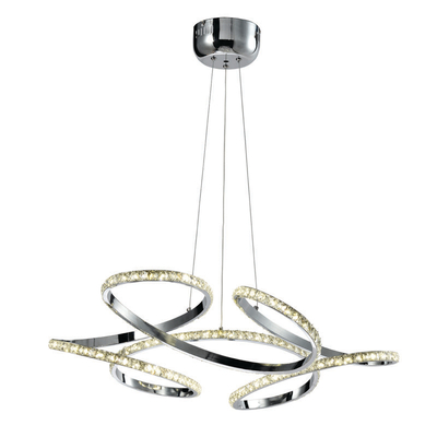InLight Κρεμαστό φωτιστικό LED 85W 4000K από χρώμιο αλουμίνιο και κρύσταλλα D:60cm (6181-Χρώμιο)