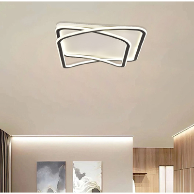 Inlight Πλαφονιέρα οροφής LED 80W 8800LM 3CCT από μαύρo μέταλλο και λευκό ακρυ΄λικό D:50x50cm (42038-Black/white)
