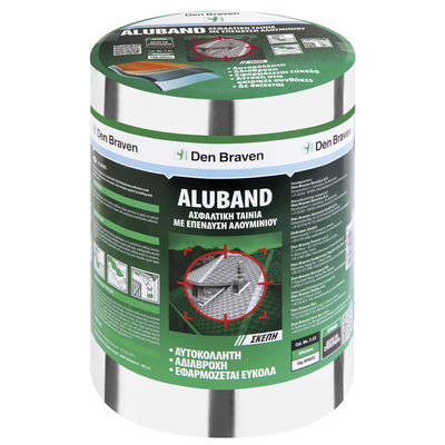 Ασφαλτική ταινία 6τεμ. ALUBAND 5cmx10m ασημί με επένδυση αλουμινίου, με αντοχή στην υγρασία, το νερό και την ηλιακή ακτινοβολία, ενδείκνυται για γρήγορες στεγανοποιήσεις και επισκευές αρμών χωρίς αστάρι / 20000500