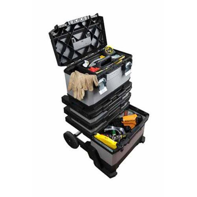 Εργαλειοφόρος τροχήλατος μεταλλικός - πλαστικός 56,8x38,9x89,3cm γκρι, χωρίζεται σε 4 μέρη: κάδο, 2 βαθιές συρταριέρες και εργαλειοθήκη με 1 πάτο, ανοξείδωτα κλείστρα, υποδοχή για λουκέτο. / 1-95-622