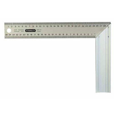 Γωνία μαραγκών μεταλλική 30cm. Πέλμα από προφίλ αλουμινίου Κανόνας από ανοξείδωτο ατσάλι χαραγμένος με βαθύ σκάλισμα (διαδικασία GRAVEMAT). / 1-45-686