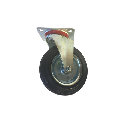 Ρόδα μαύρη περιστρεφόμενη 160x40mm, ύψος 190mm, αντοχή 145Kg, διαστάσεις πλάκας 130x105mm / 641160