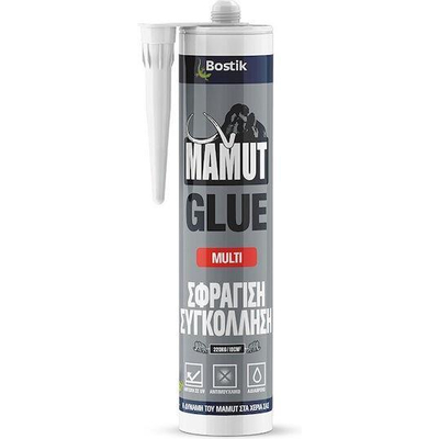 Κόλλα πανίσχυρη γενικής χρήσης 12τεμ. MAMUT MULTI 290ml λευκή τεχνολογίας MS Polymer, τελική συγκόλληση 22kg/cm², εφαρμογή και σε ελαφρά υγρές επιφάνειες, κολλάει άψογα ξύλο, γυψοσανίδες, κόντρα πλακέ, OSB, πέτρα, μπετόν, τούβλα, κεραμικά, γυαλί. Δώρο ένα πιστόλι με κάθε φύσιγγα / 98051940