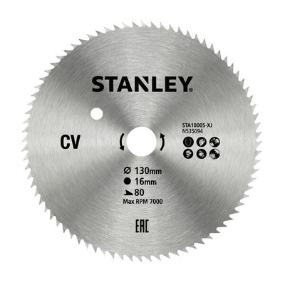 Δίσκος stanley διαμαντέ κοπής ξύλου και κόντρα πλακέ fine cut με τρύπα 12,7mm, διάμετρο 130mm και 80 δόντια / STA10005-XJ